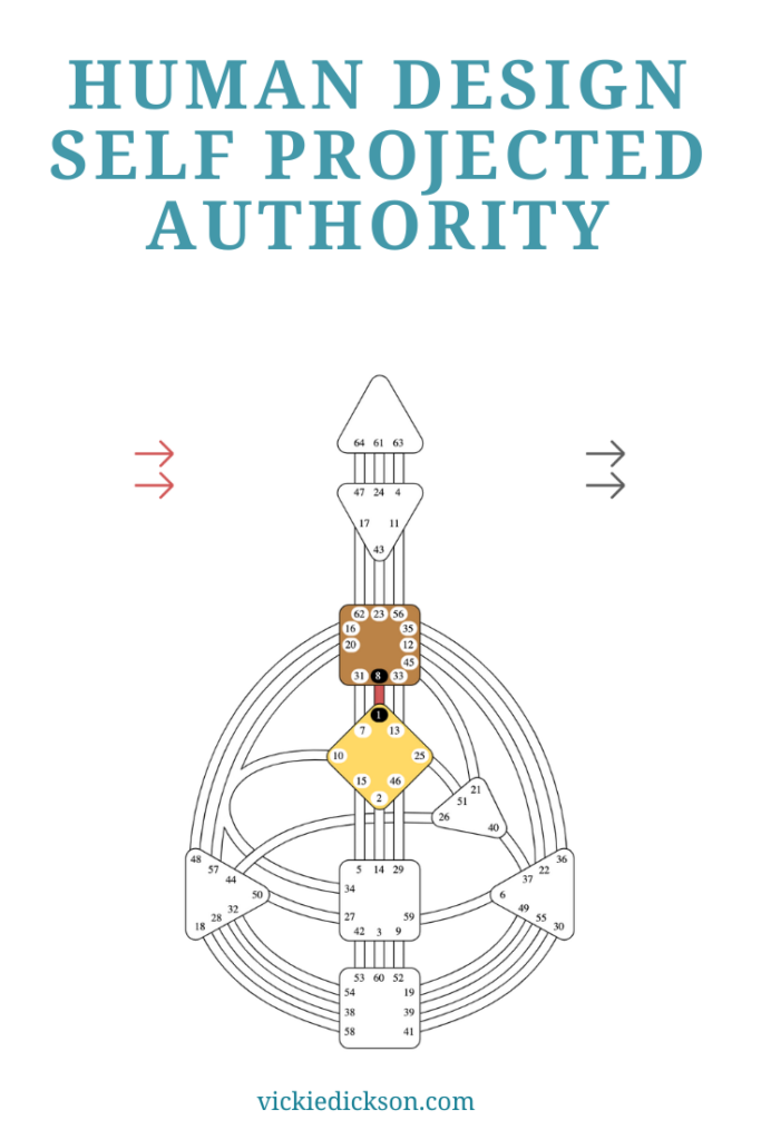 A picture of a Human Design chart showing self projected authority
